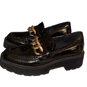 Steve Madden Black Chunky Chain Loafers Platform Lug Sole Preppy Trendy Size 9